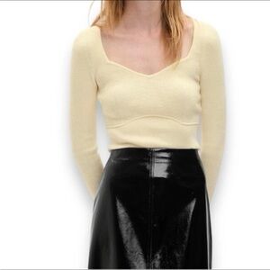 NWT‎ Gap sweetheart corset sweater long knit top blouse wool blend ivory Large